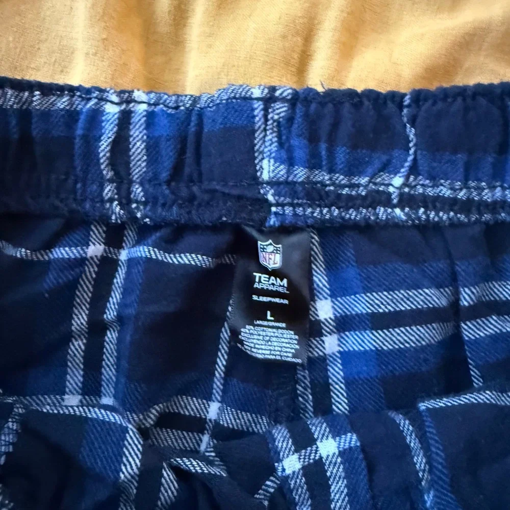 NFL‎ Team Apparel Los Angeles Rams Mens Plaid Pajama Pants Blue White Large